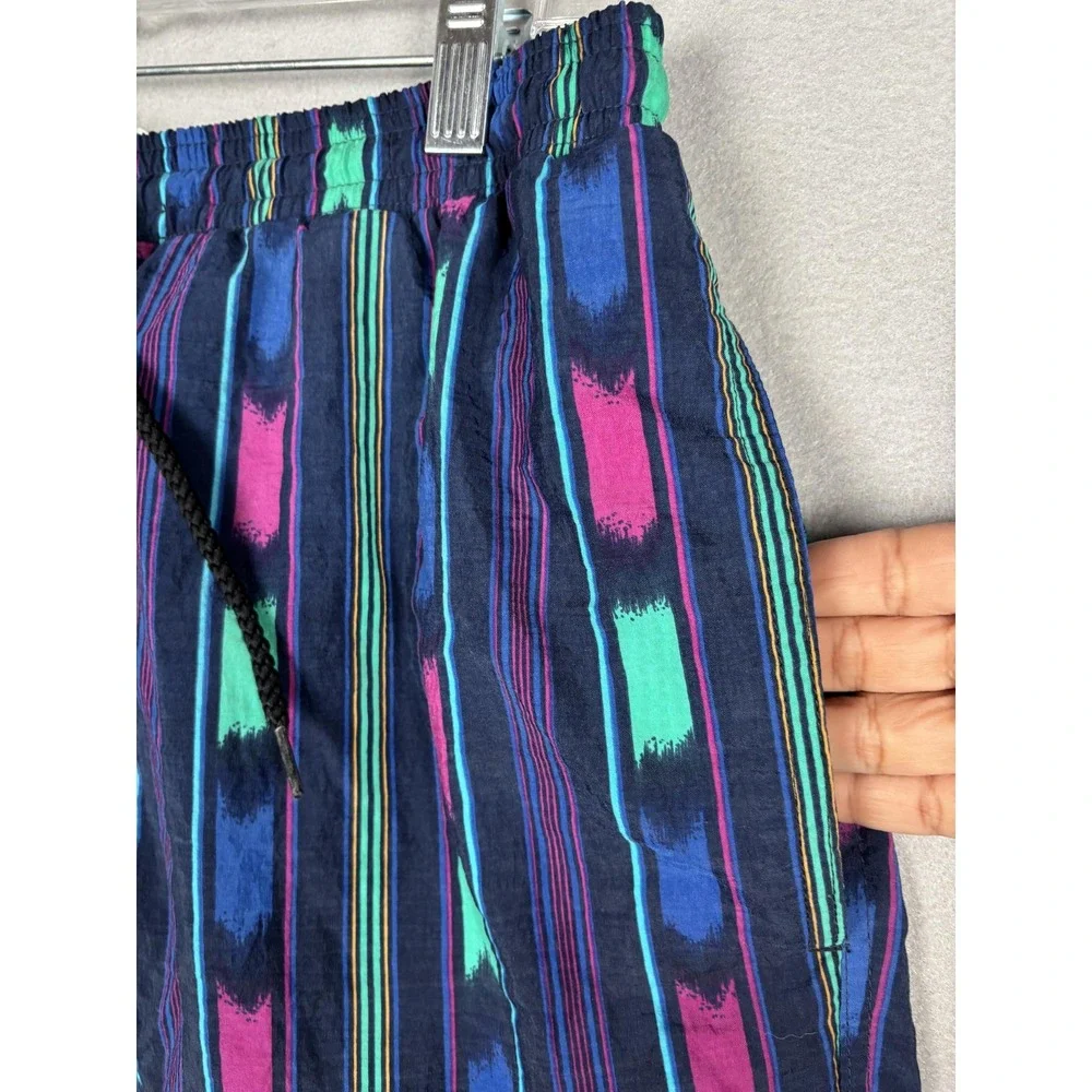 Pacific Scene Swim Trunks Mens Large Blue Multicolor Nylon Mesh Lined Drawstring